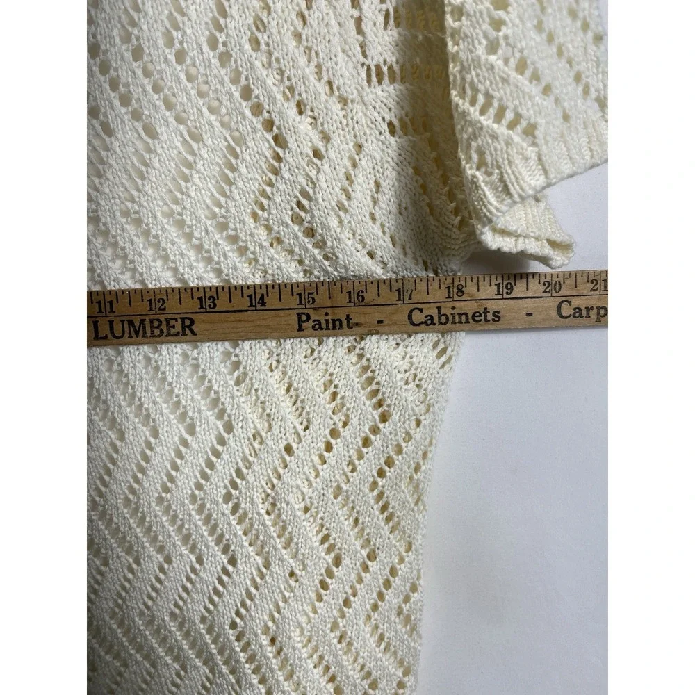 Boho Lightweight Crochet Jenny‎ Womens Cardigan Cotton Blend L Ivory